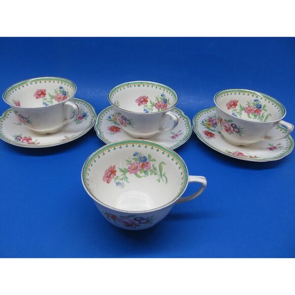 Johnson Brothers Old Staffordshire Malvern Tea cups and Saucers 3 Sets extra cup - Picture 1 of 16